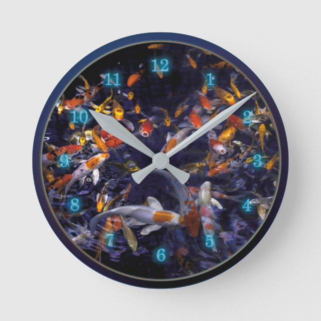 HORLOGE RONDE POISSON KOI EN FLEURS (Recto)