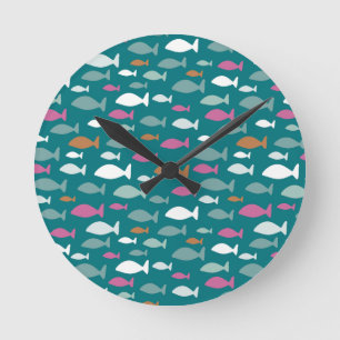 Horloge Ronde Poisson vert