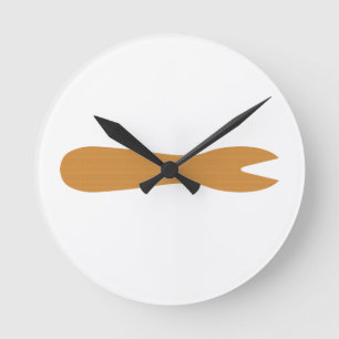 Horloge Ronde Poissons & Chips Boutique Fourche en bois