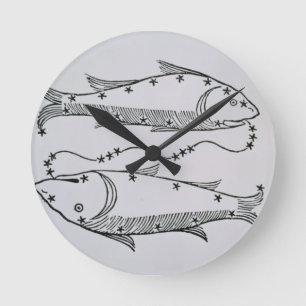 Horloge Ronde Poissons (les poissons) une illustration du 'poèt