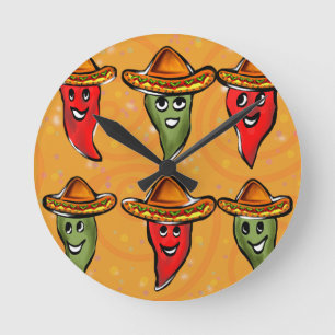 Horloge Ronde Poivrons du Cinco de Mayo