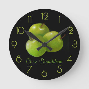 Horloge Ronde Pommes huile de vie sur toile Peinture personnalis