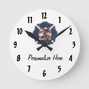 Horloge Ronde Pompier personnalisé