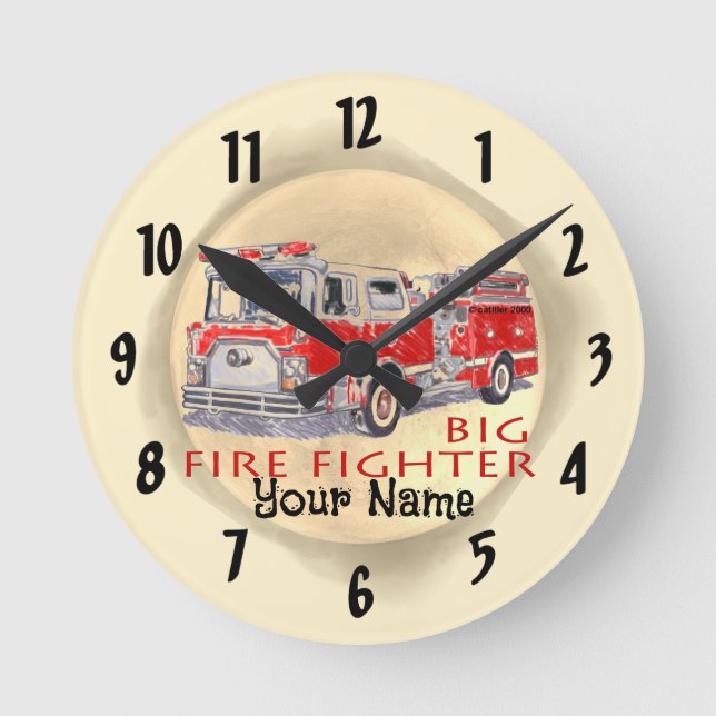 Horloge Ronde Pompiers de gros camions (Recto)