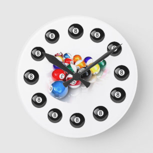 Horloge Ronde Pool Ball Wall Clock