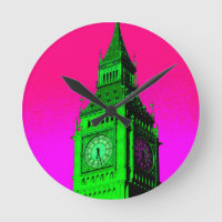 Pop Art Big Ben Londres Voyage rose Vert