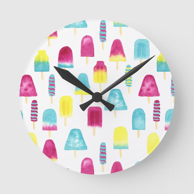 Horloge Ronde Popsicles Délicieux (Recto)
