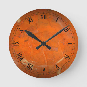Horloge Ronde Portefeuille en terre cuite vernie Numéros romains