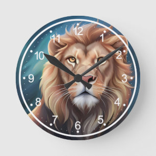 Horloge Ronde Portrait Art numérique Lion-56556