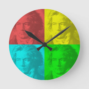Horloge Ronde Portrait Beethoven En Carré