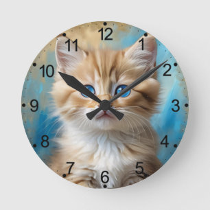 Horloge Ronde Portrait de chat adorable