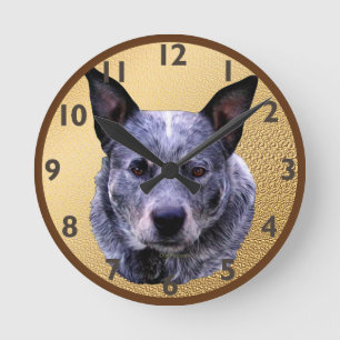 Horloge Ronde Portrait de chien de bétail australien