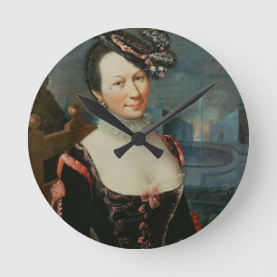 Horloge Ronde Portrait d'une femme tenant une illustration