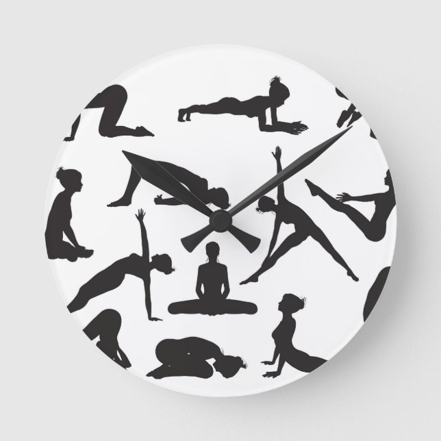 Horloge Ronde Poses de yoga de silhouette (Recto)