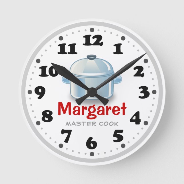 Horloge Ronde Pot | Cute Kitchen Personalizable (Recto)