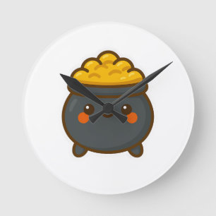 Horloge Ronde Pot d'or Kawaii