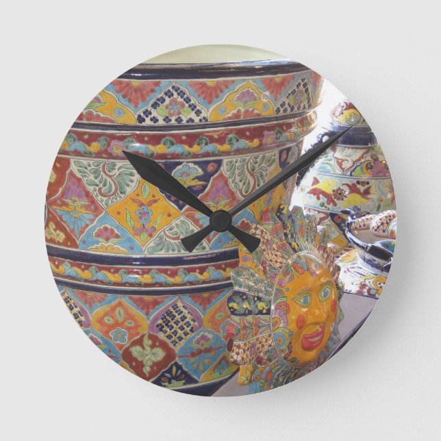 Horloge Ronde Poterie de style Talavera mexicain (Recto)