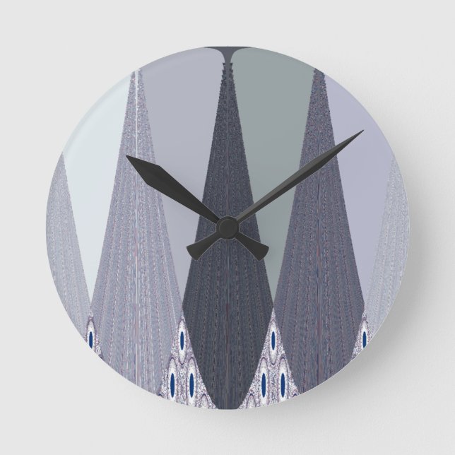 Horloge Ronde Pots Chevron Gris Cendré Imprimer (Recto)