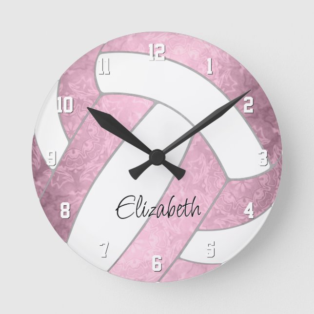 Horloge Ronde poubelle rose coutume cadeaux de sport volley-ball (Recto)