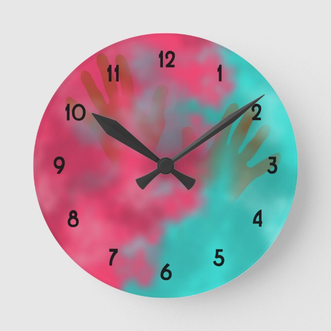 Horloge Ronde Poudre Holi et mains (Recto)