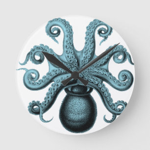 Horloge Ronde Poulpe dans Teal