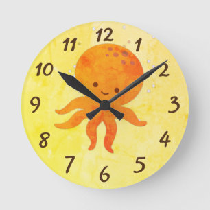 Horloge Ronde Poulpe de bande dessinée mignon bébé
