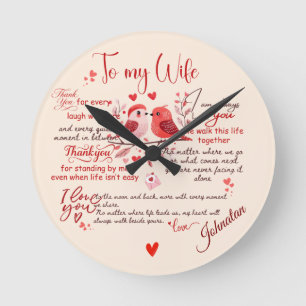 Horloge Ronde Pour ma femme message d'amour nom personnalisé rom