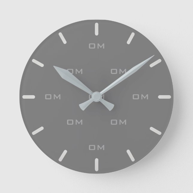 Horloge Ronde Poussière d'argent et gris personnalisés (Recto)