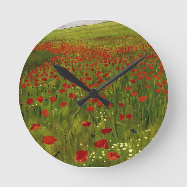 Horloge Ronde Pré avec des pavots (1896) Merse Pál Szinyei (Recto)