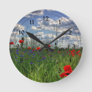 Horloge Ronde Pré avec Fleurs sauvages
