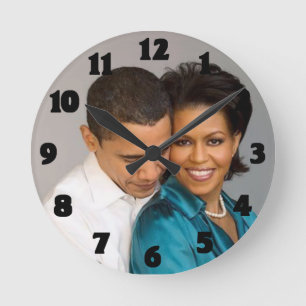 HORLOGE RONDE PRÉSIDENT ET MME OBAMA CLOCK