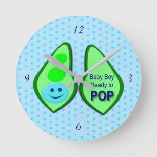 Horloge Ronde Prêt pour la pop Baby Boy Pea Blue