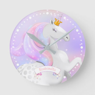 Horloge Ronde Princess Pastel Unicorn