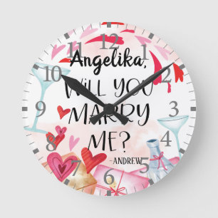 Horloge Ronde Proposition de marriage   You Marry Me ? Custom
