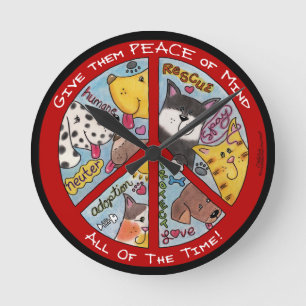 Horloge Ronde Protection des animaux des signes de la paix