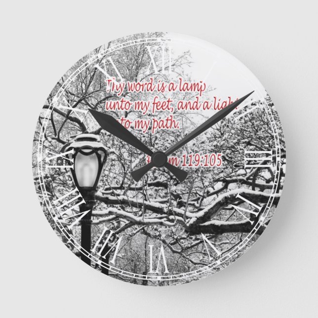 Horloge Ronde Psaume 119:105 Bible Verse personnalisé Cadeau chr (Recto)