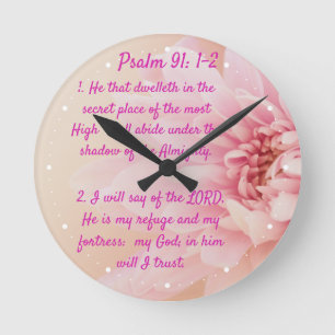 Horloge Ronde Psaume 91:1-2 24h/24