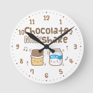 Horloge Ronde Puns Mignons de Milkshake au Chocolat