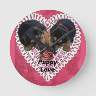 Horloge Ronde Puppy Love Valentines