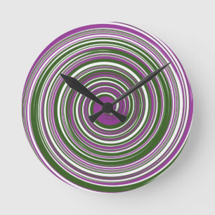 Horloge Ronde Purple and green pinwheel design