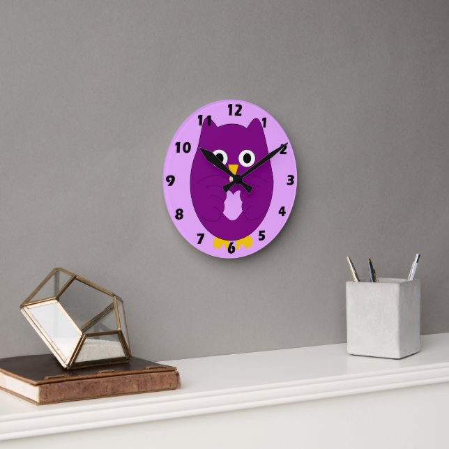 Horloge Ronde Purple Owl Design (Bureau)