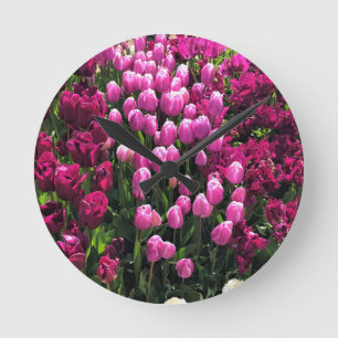 Horloge Ronde Purple Tulips