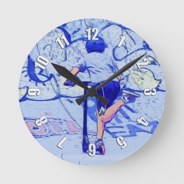 Horloge Ronde Pushin'It - Stunt Scooter Rider (Recto)