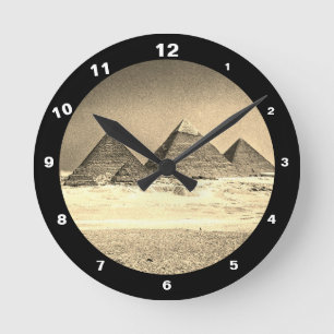 Horloge Ronde Pyramides et désert, vintage Caire / Égypte anci