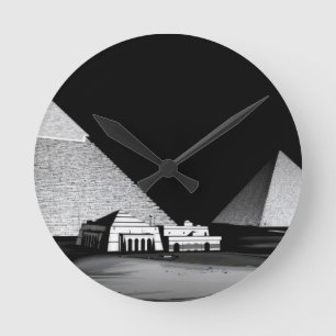 Horloge Ronde Pyramides noires et blanches
