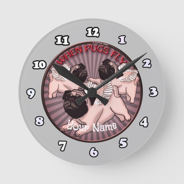 Horloge Ronde Quand les Carlins volent (Recto)