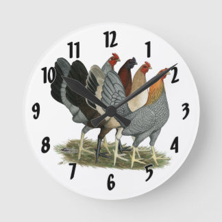 Horloge Ronde Quatre poules de combat