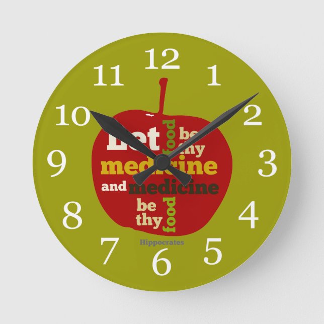 Horloge Ronde Que la nourriture soit ton médicament APPLE (Recto)