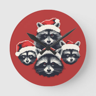 Horloge Ronde Raccoon Joyeux Noël Ya animal sale