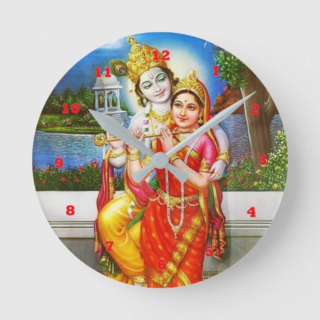 Horloge Ronde RADHA Krishna Flute Instrument Deity Holy (Recto)